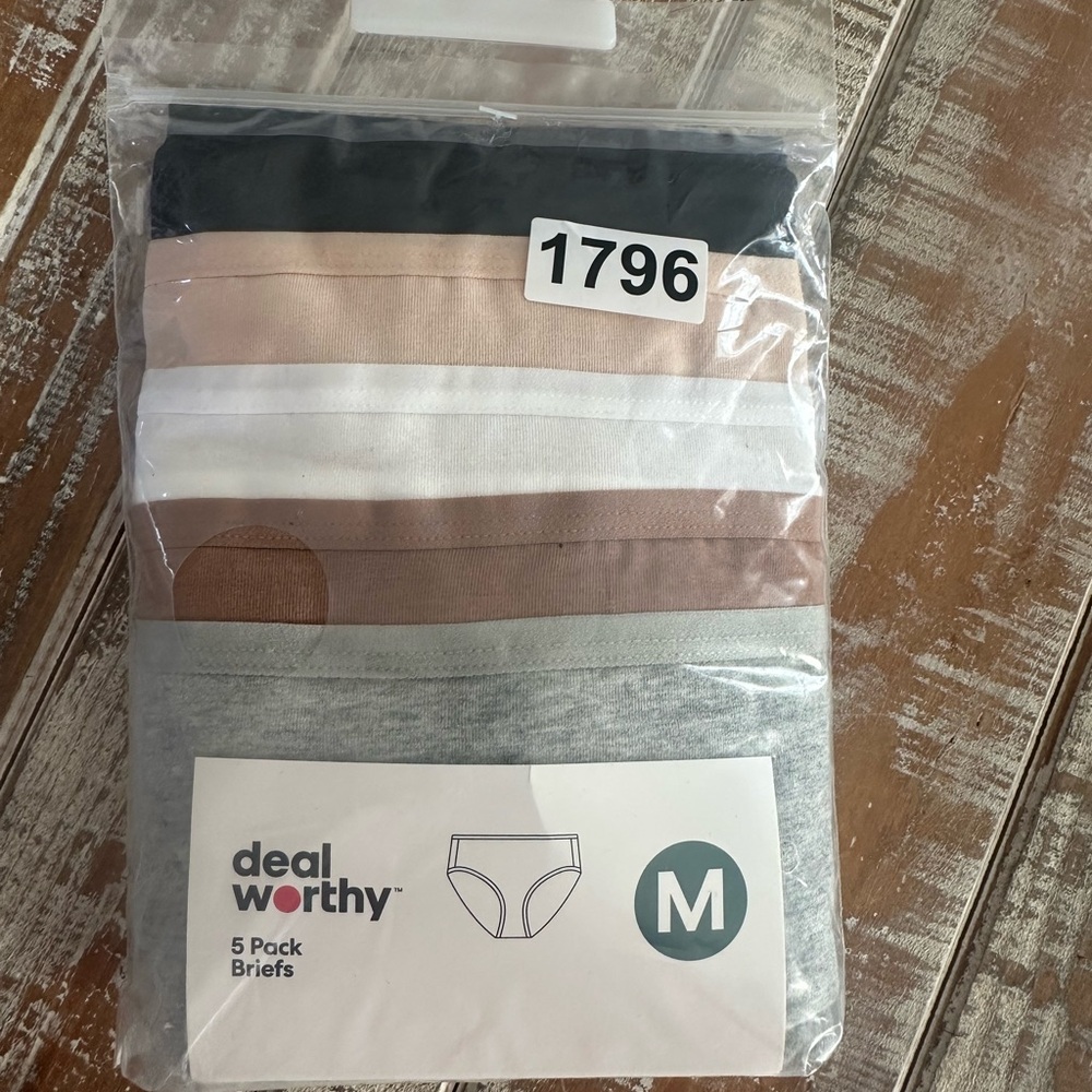 Ladies 5-Pack Briefs – Black, Nude, White, Brown, Gray (M)